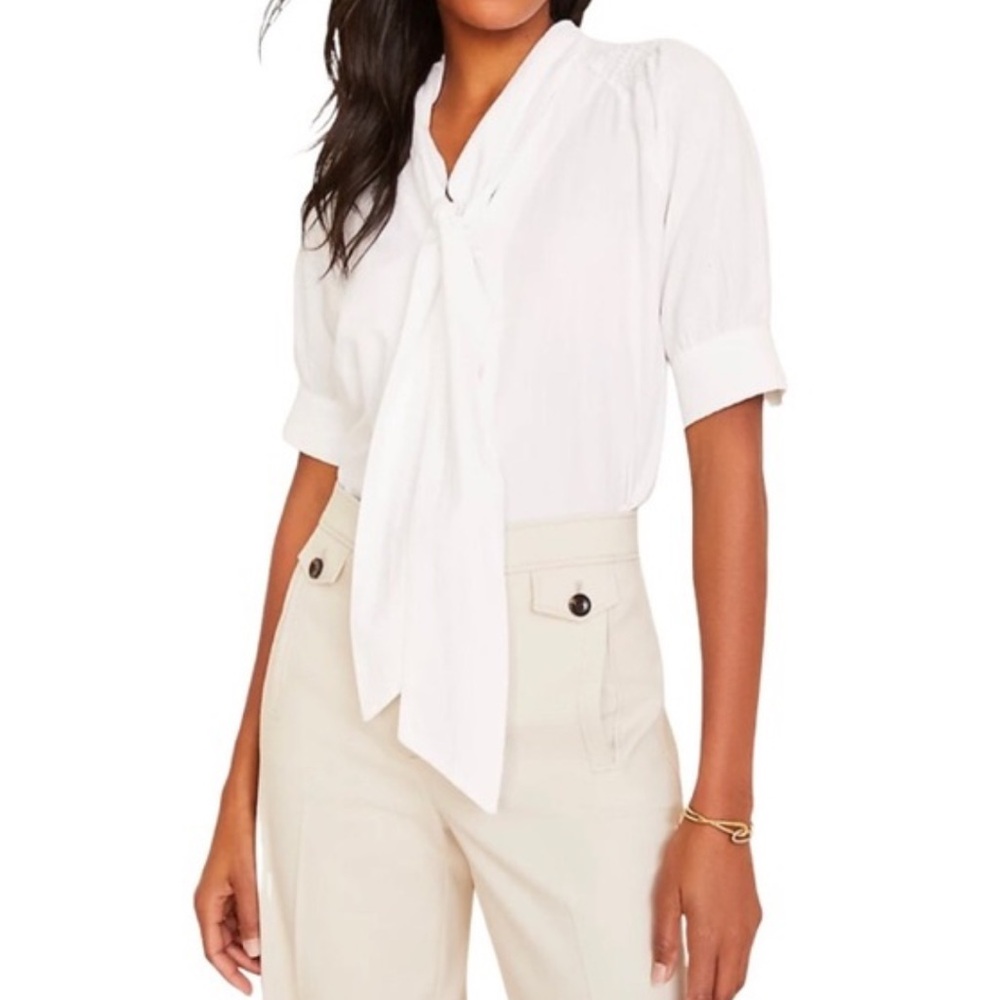 Ann Taylor | White Grid Texture Blouse Size S